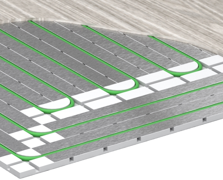 Vloerverwarming met droogbouwinstallatie