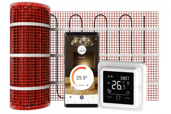 Verwarmingsmat Set 3 m² / 450 Watt Set met C16-thermostaat | Wit (inbouw) - afb. 1