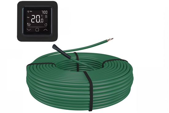 e-HEAT Cable Set 123,5 m / 2100 Watt Set met C16-thermostaat | Zwart - afb. 1