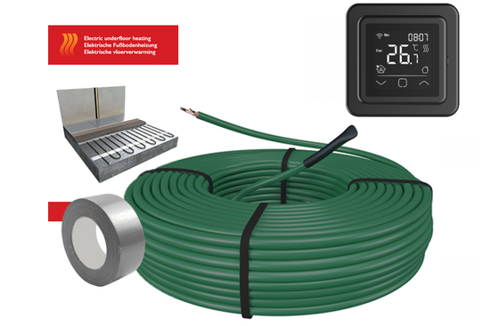 e-HEAT Cable Set 170,6 m / 2900 Watt Set met C16-thermostaat | Zwart - afb. 2