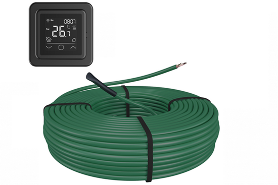 e-HEAT Cable Set 194,1 m / 3300 Watt Set met C16-thermostaat | Zwart - afb. 1