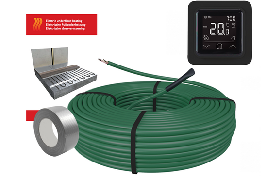 e-HEAT Cable Set 73,5 m / 1250 Watt Set met C16-thermostaat | Zwart - afb. 2