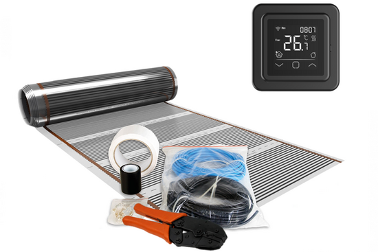 Infrarood Folie Set 25 m² / 3000 Watt Set met C16-thermostaat | Zwart - afb. 1