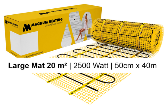 MAGNUM Mat Set met Thermostaat in Zwart Mat 20,00 m² | 2500 Watt - afb. 2