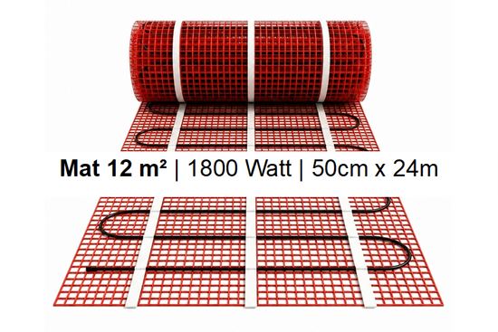 e-HEAT Mat Set met witte ET44-thermostaat 12,00 m² / 1800 Watt - afb. 2