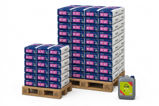 UZIN NC 567 Dunbed mortel-pakket Dekvloermortel, incl. primer | 50 m² - afb. 1