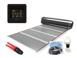 Verwarming Folie Set 10 m² / 1200 Watt Set met MRC-thermostaat | Zwart