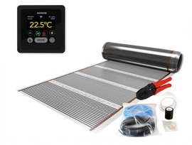 Verwarming Folie Set 10 m² / 1200 Watt Set met MRC-thermostaat | Zwart