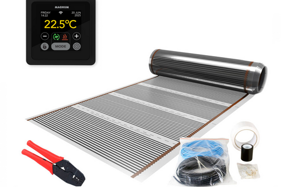 Verwarming Folie Set 10 m² / 1200 Watt Set met MRC-thermostaat | Zwart - afb. 1