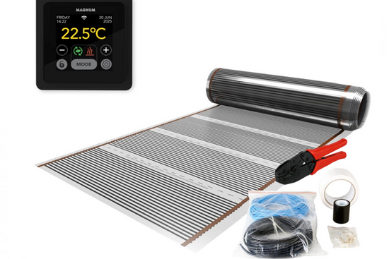 Verwarming Folie Set 20 m² / 2400 Watt Set met MRC-thermostaat | Zwart - afb. 1