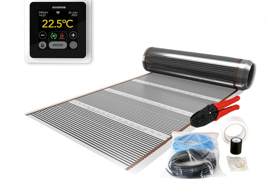 Verwarming Folie Set 25 m² / 3000 Watt Set met MRC-thermostaat | Wit - afb. 1