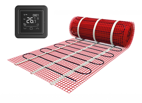 Verwarmingsmat Set 1,5 m² / 225 Watt Set met C16-thermostaat | Zwart (inbouw)