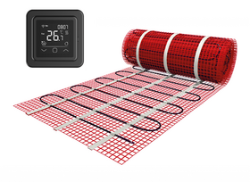 Verwarmingsmat Set 1m² / 150 Watt Set met C16-thermostaat | Zwart (inbouw)
