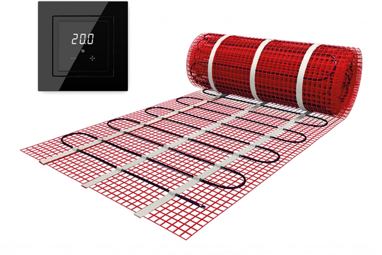 Verwarmingsmat Set 1m² / 150 Watt Set met ET44-thermostaat | Zwart (inbouw) - afb. 1
