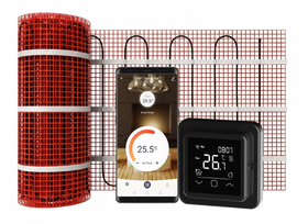 Verwarmingsmat Set 3,5 m² / 525 Watt Set met C16-thermostaat | Zwart (inbouw)
