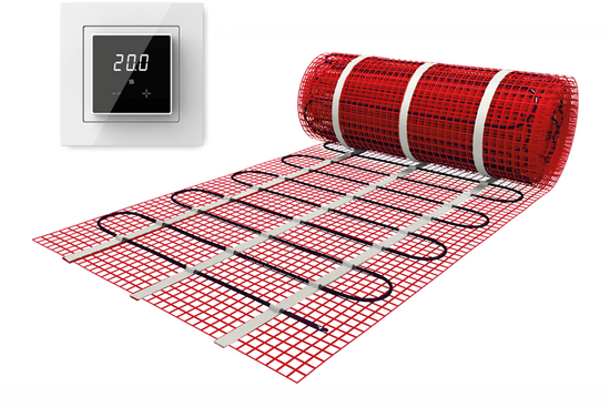 Verwarmingsmat Set 4 m² / 600 Watt Set met ET44-thermostaat | Wit (inbouw) - afb. 1
