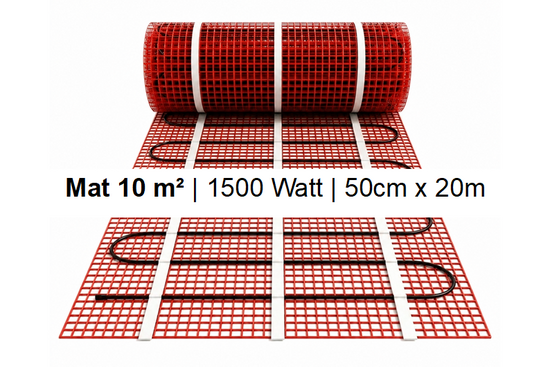 e-HEAT Mat Set met zwarte C16-thermostaat 10,00 m² / 1500 Watt - afb. 2