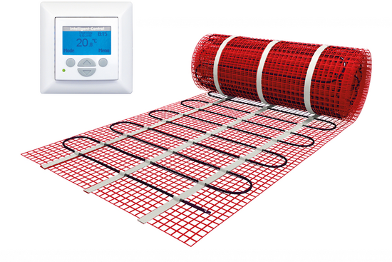 Verwarmingsmat Set 1m² / 150 Watt Set met MIC-klokthermostaat | Wit - afb. 1
