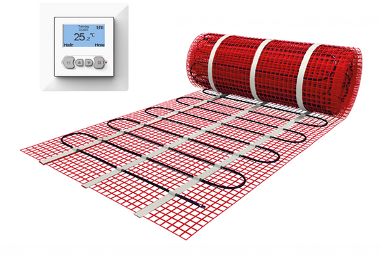 Verwarmingsmat Set 2,5 m² / 375 Watt Set met MIC-klokthermostaat | Wit - afb. 1